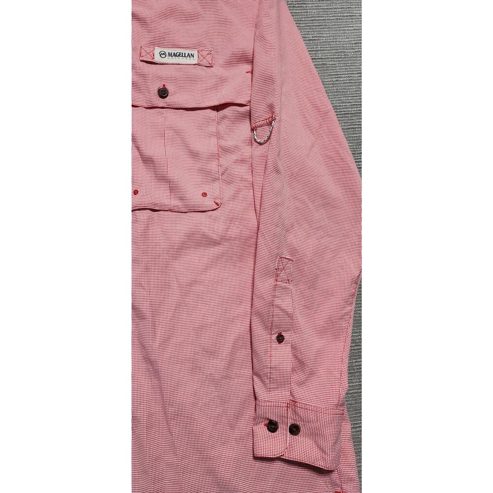 Magellan‎ Outdoors Men’s Fishing Shirt Long Sleeve Button Front Red White Small - Picture 5 of 12
